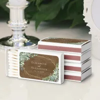 Rustic Wood Eucalyptus Greenery Wedding Matchboxes