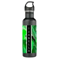 Green Digital Fluid Marble Art Personalized Stainless Steel Water Bottle