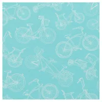 Vintage Turquoise Blue Bicycle Pattern Fabric