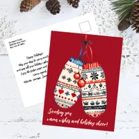 A Pair of Cozy Knitted Mittens Christmas Holiday Postcard