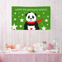 Cute Happy Birthday Panda with Bowler Hat & Scarf  Banner