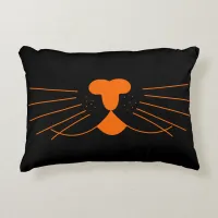 Halloween Black Orange Cat Face Party Accent Pillow