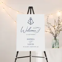 Nautical Monogram Anchor Wedding Welcome Foam Board