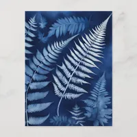 Blue Fern Cyanotype Postcard
