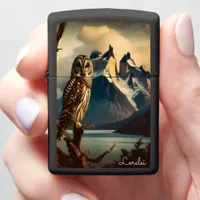 Striped Owl Mountain Guardian at Dusk Zippo Lighter