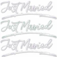 Just Married Handwritten Calligraphy Teal Lilac Sticker