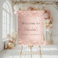 Baby shower rose gold blush pink welcome foam board