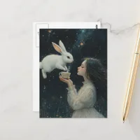 Alice Tea With the Rabbit Fantasy Postcard