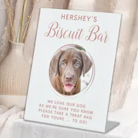 Biscuit Bar Pet Photo Rose Gold Dog Wedding Favor Pedestal Sign