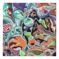 Colorful modern Abstract Fluid Art Faux Canvas Print