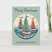 I Saw Three Ships Nautical Sailboats Christmas Day Holiday Card