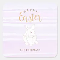 Bunny Rabbit Happy Easter Pastel Square Sticker