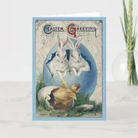 Vintage Easter White Rabbits and Baby Chick. ZSSG Holiday Card