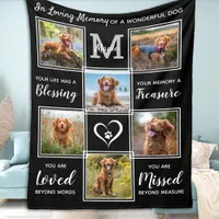 Pet Memorial Personalized 6 Picture Collage Dog Fleece Blanket