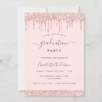 Blush pink graduation party rose gold girl invitation