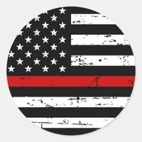 American Flag Thin Red Line Classic Round Sticker