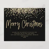 BUDGET Gold Glitter Merry Christmas Card