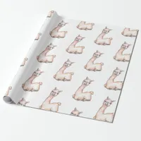 Watercolor Llama themed Baby Shower Wrapping Paper