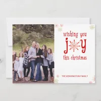 Christmas Joy Watercolor Snowflakes Holiday Photo