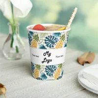 Pineapples business logo text paper cups