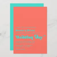 Turquoise and Coral Wedding Invitation