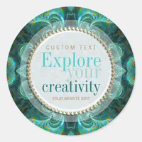 Explore Your Creativity Teal Fractals Sticker