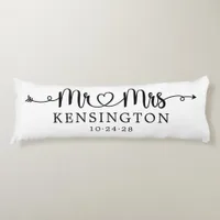 Script Typography Personalized Mr Mrs Wedding Body Pillow