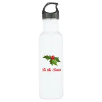 Merry Christmas Mistletoe Stainless Steel Water Bottle