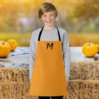 Pumpkin Yellow Stylish Simple Monogrammed Kitchen Apron