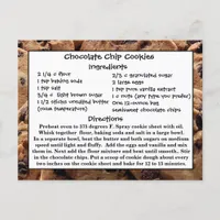 Chocolate Chip Cookies Recipe Card  Postcard