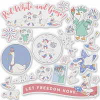 Funny Fourth of July Silly Patriotic Goose Parade Sticker