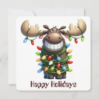 Funny Moose Holiday Greeting Card