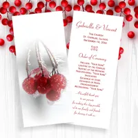 Red Frosty Berries Winter Wedding Program
