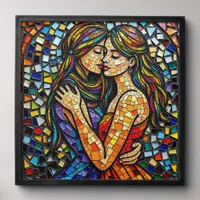 Mosaic Tile Style Ai Art Romantic Embrace
