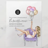Silver and Purple Balloon Party Girl Grand Opening Flyer