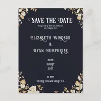 Elegant Black Wedding Invitation  Postcard