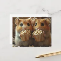 Cute Hamsters With Popcorn Postcard