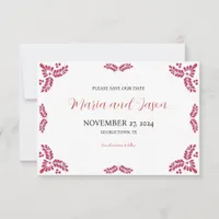 Mexican Talavera Red Floral Minimalist Wedding Save The Date