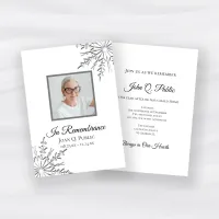 Elegant Winter Snowflakes Death Anniversary Invitation