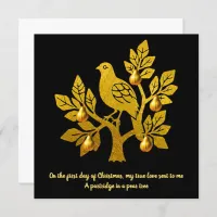 Partridge In A Pear Tree Elegant Gold Christmas Holiday Card