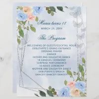 Blue Floral 18 Candles and Roses Ceremony Program