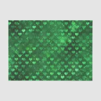 Emerald Green Glam Hearts Pattern Tissue Paper