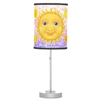 Cute Cartoon Smiling Sun  with Sweet Bumblebee   Table Lamp