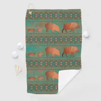 Southwest Cute Javelina Family Copper Teal Golf Towel