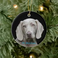 Mr. Blue Eyes Personalized Photo Weimaraner Dog Ceramic Ornament