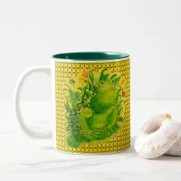 Cute Green Frog Artwork Painting Two-Tone Coffee Mug