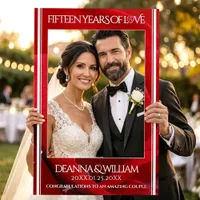 Elegant 15th Rose Wedding Anniversary Celebration Selfie Frame