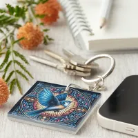 Majestic Blue Bird Soaring in Flight Keychain