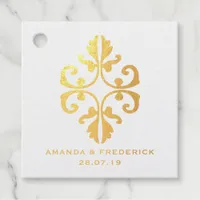 Vintage Peacock Wine themed Wedding Foil Favor Tags