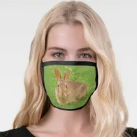 Cute Funny Bunny Nibbling Fairway Greens Face Mask